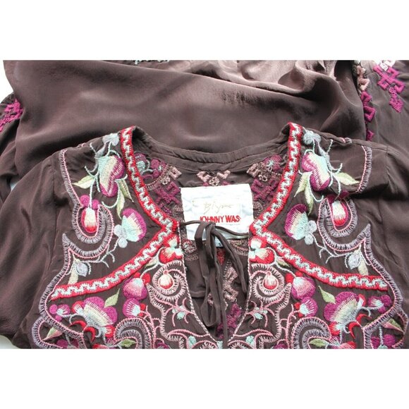Johnny Was Biya Silk Tunic Blouse, Embroidered, Size S - Picture 4 of 8